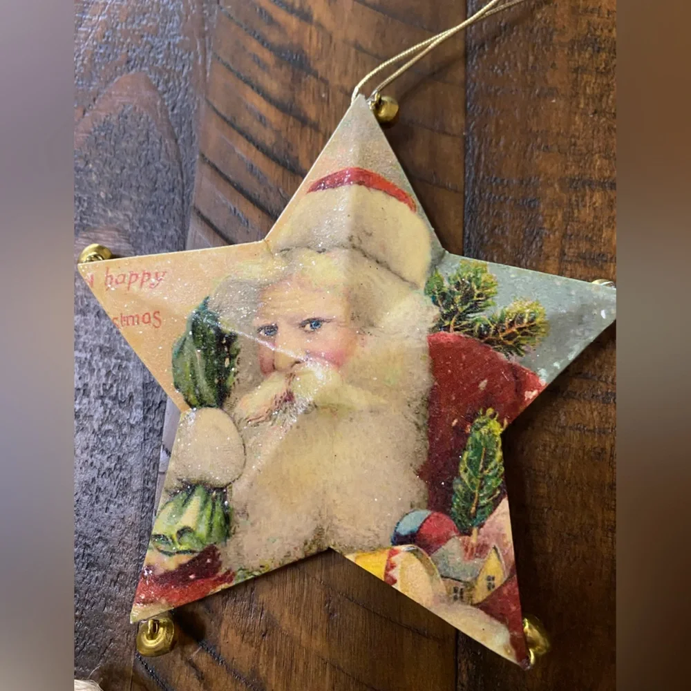 Variety of Christmas Santa Ornaments Lot of 7